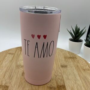 NWT | Rae Dunn "TE AMO" Pink & Black 17 oz. Stainless Steel Tumbler